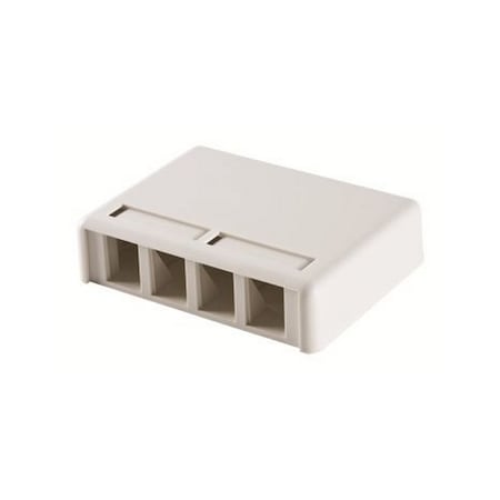 Ortronics 4-PORT SURFACE MT BOX UNLOADED, SINGELGANG TRACJACK, FOG WHITE 404TJ4